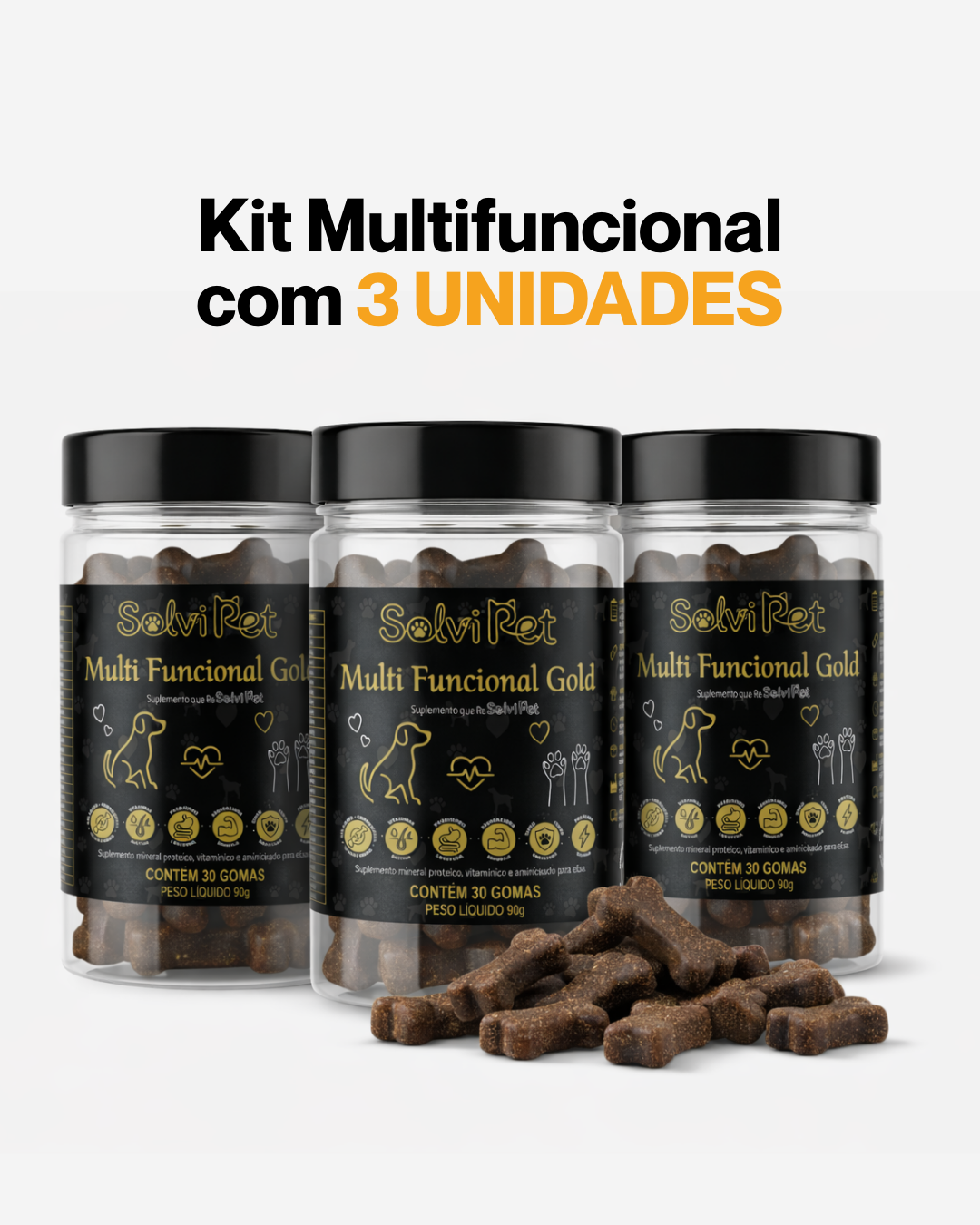 Kit 3 unidades - SolviPet - Multifuncional Gold