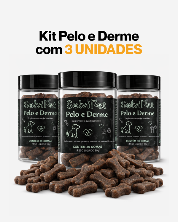Kit 3 unidades - SolviPet - Pelo e Derme